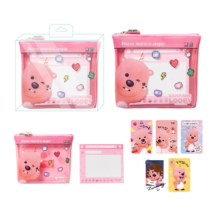 ZANMANG LOOPY PVC Pouch & Memo Note SET + Random Photo Card