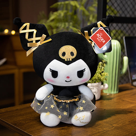 Sanrio Kuromi 12-Inch Black Gold Plush Doll