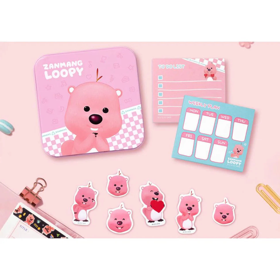 ZANMANG LOOPY Tin Case & Planner Memo Paper Set