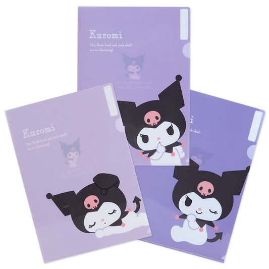 Sanrio Kuromi Expressions 3-pc Clear File Folder Set